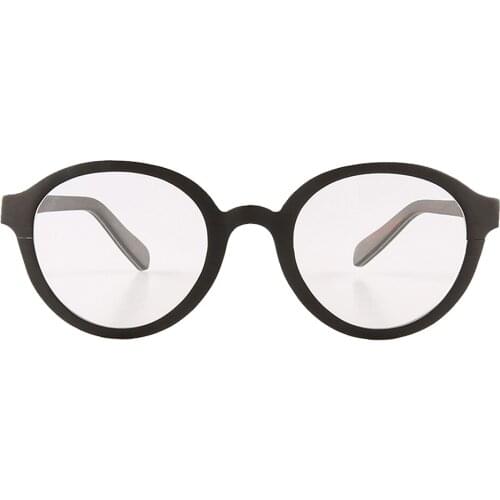 Thin light durable oval black wooden sunglasses round aluminum wood eyewear reading eyeglasses optical glasses spectacle frame