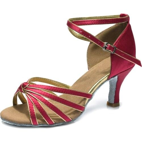 Hot sale Brand New Womens Ballroom Latin Tango Dance Shoes heeled Sales Promotion Salsa Latin Dancing Shoes Colors heels