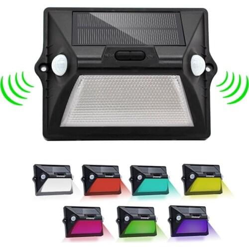 Solar Light Outdoor Motion Sensor Dual PIR Solar LED Powered Sensor Wall Lamp RGBW LED Waterproof Solar Garden Light