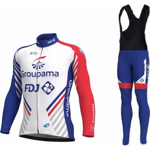 SPRING SUMMER GROUPAMA FDJ 2018 TEAM Mens Cycling Jersey Long Sleeve Bicycle Clothing With Bib PANTS Ropa Ciclismo