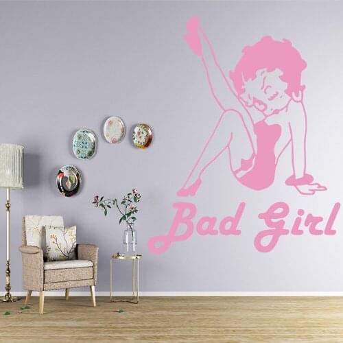 Funny Bad Girl Cartoon Wall Decals Pvc Mural Art Diy Poster For Kids Room Living Room Home Decor Sticker Mural