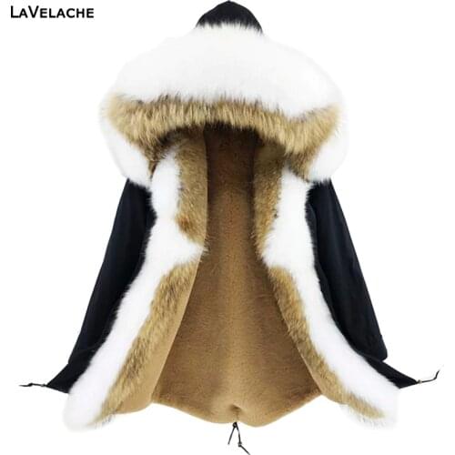 2020 Real Fur Coat Long Parka Winter New Jacket Women Natural Raccoon Fur Fox Fur Collar Hood Thick Warm Outerwear