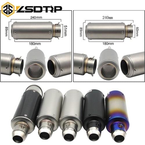 ZSDTRP Universal 60mm Modified 51mm SC Motorcycle Exhaust Pipe Muffler Carbon Fiber Exhaust Pipe For S1000RR R6 ER6N R1 CBR 300
