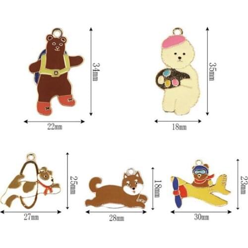 10pcs/LOT cute bear metal alloy animal pendant keychain pendant charm animal pendant decoration mens car keychain jewelry