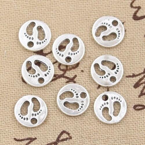 20pcs Charms Feet Foot Prints 11x11mm Antique Making Pendant fit,Vintage Tibetan Silver color,DIY Handmade Jewelry