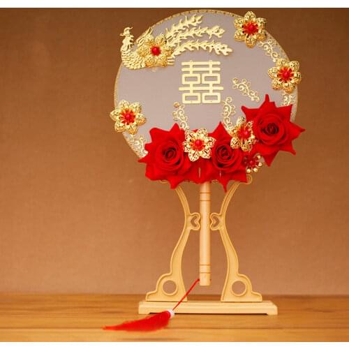 32*22cm Home Decor Fans Vintage Chinese Wedding Decorative Fans Wedding Bride Photography Ornaments