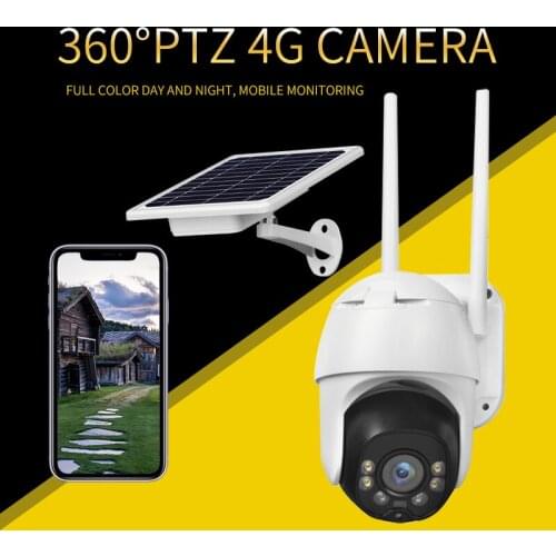 4G Camera outdoor home mobile phone remote solar 360 degree panoramic wireless network camera PTZ with Solar panels
