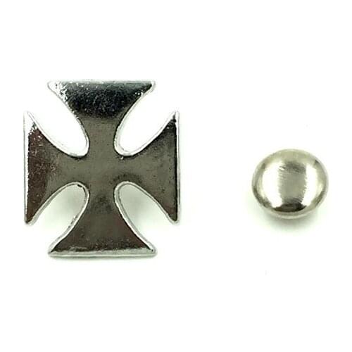 500Sets Punk Cross Spike Studs Spots Garment Rivets Silver Tone DIY Crafts Belt Clothes Making 14x15mm