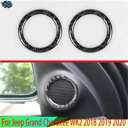 For Jeep Grand Cherokee 2018 2019 Car Styling Accessories Carbon Fiber Style Speaker Cover Interior Trim