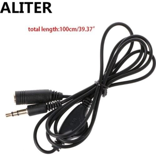 ALITER 3.5mm Male To Female 3-Pole Plug Jack Stereo Audio Aux Cable With Volume Control