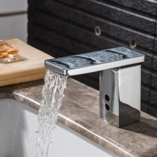 Free ship chrome New bathroom basin sink sensor square faucet Automatic Hands Free Touch tap deck mounted single hole