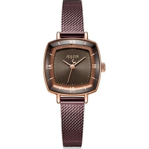 Elegant Square Womens Watch Miyota Mov't Lady Hours Fine Fashion Clock Bracelet Stainless Steel Girls Birthday Gift Julius Box