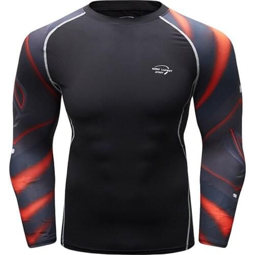 Cody Lundin Male Digital Print Compression Sportwear Running Rashguard Gym Long Sleeve
