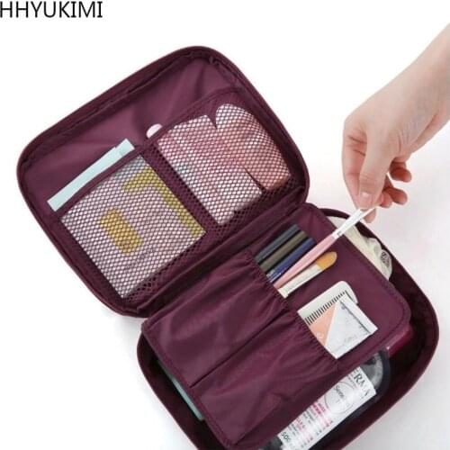 HHYUKIMI Fashion Waterproof Oxford Women Makeup Bag Travel Portable Beautician Cosmetic Bag Men Bathroom Toiletry Wash Organizer