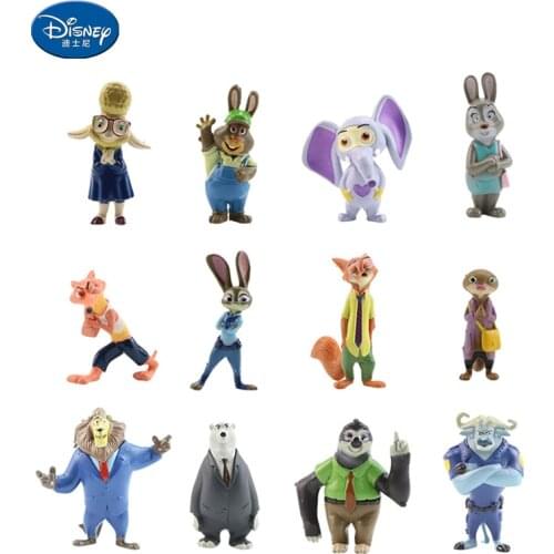 Disney 12pcs Toys Model Pixar Zootopia Zootropolis Action Figure Judy Hopps Nick Wilde Fox Rabbit Anime Cosplay toy for childre