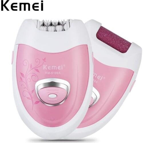 Kemei-6199A Women Rechargeable Electric Shave ladys Epilator Grinding Feet Bikini Trimmer Professional Female Care 220-240V