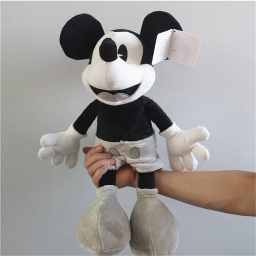 45cm Disney Classic Black White Retro Mickey Mouse Plush Toys Stuffed Soft Boy Doll For Children Birthday Gifts
