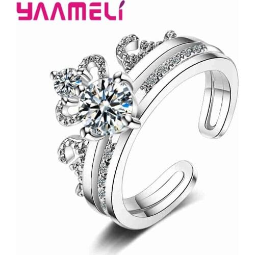 Korean Luxury Elegant Women 925 sterling Silver Female Finger Ring With Top Quality Cubic Zircon Lady Charm Jewelry