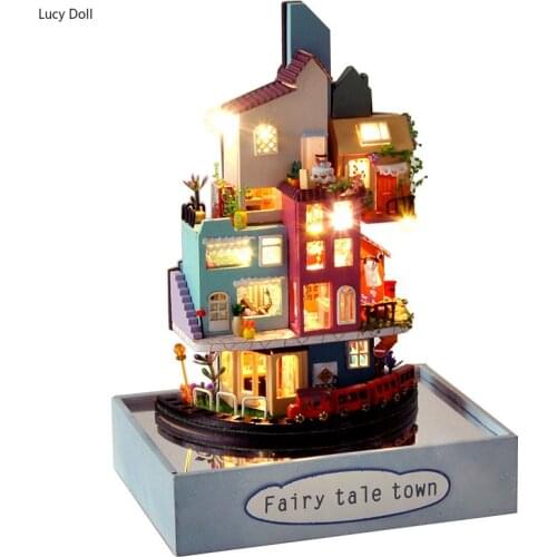 Cloud Town DIY Dollhouse With Furniture For Dolls Creative Mini World Doll House Handmade House New Year Goods Young girl Gift