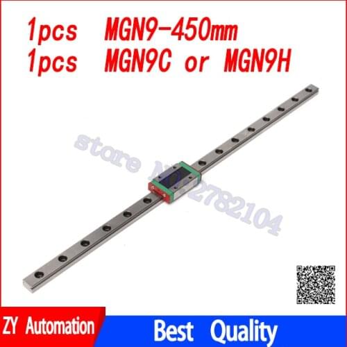 Linear Guide 9mm MGN9 450mm linear rail way + MGN9C or MGN9H Long linear carriage for CNC X Y Z Axis