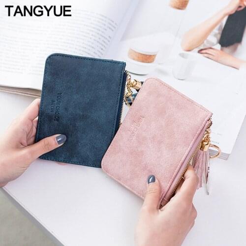 Mini Womens Wallet Female Leather Slim Cute Thin Ladies Coin Purse for Cards Small Wallet Women Zipper portomonee vrouwen New
