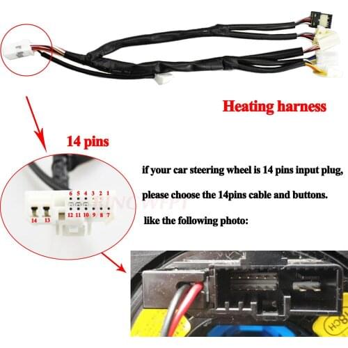 Heating harness (14pins) for Hyundai Elantra i30 MT Steering wheel buttons phone cruise controller car accessories