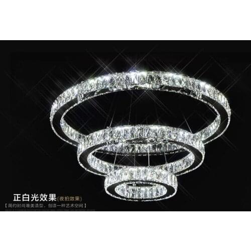 NEW 3 Ring LED Pendant Lighting Transparent K9 Big Crystal pendant Lights 30 -90w 110-240v Size 70+50+20cm Free shipping