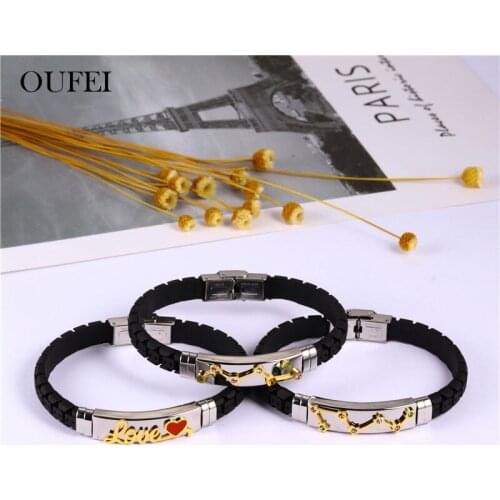 OUFEI Leather Bracelets Bangles For Women Stainless Steel Jewelry Woman Fashion Bangle Jewellery Accessories Free Shipping