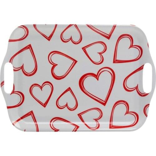 DOLBOVI HK20099-7269 Melamine Handle tray White Heart Pattern 42x29x0,4cm tray поднос plateau de service