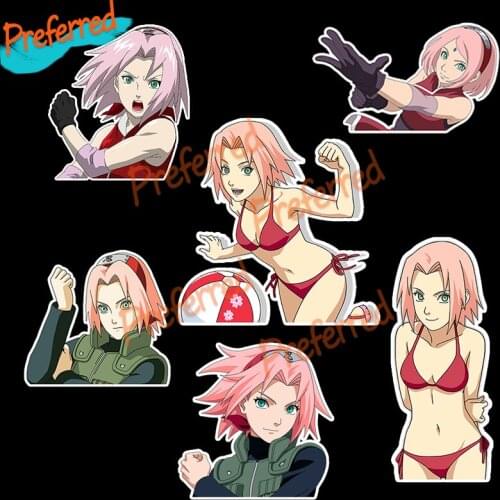 B0913# Self-Adhesive Peeking Anime Decals for Sakura Haruno Decal Motocross Racing Laptop Helmet Trunk Wall Car Sticker