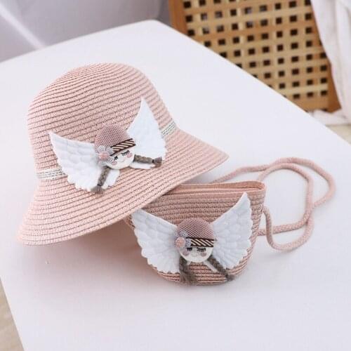 Beauty Floral Hat Baby Sun Hat Girl Summer Cap Summer Children Straw Beach Visor Hat Straw Bag1