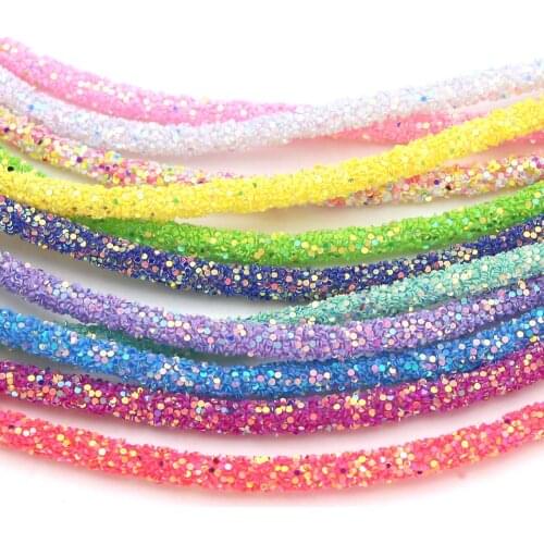 1Yard Resin Rhinestones Rope 6MM Colorful Sequins Rhinestone Trim For Clothes Rainbow Tube Cord Rope DIY Hairwear Accessories
