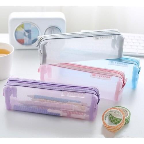 Transparent Stationery Bag Exam Special Student Net Yarn Pencil Case Large Capacity High School Entrance Examination Pencil Bag