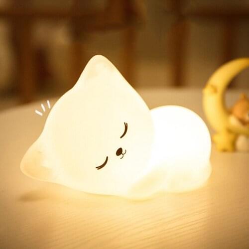 Cute Cat LED Night Light for Children Baby Kids Bedside Lamp Sleeping Night Light Cartoon Pat Light