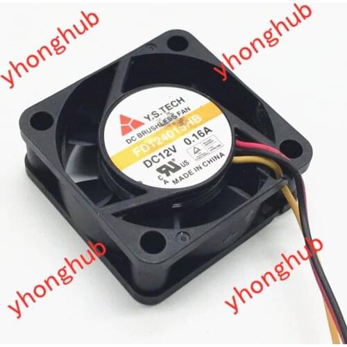 Y.S.TECH FD124015HB DC 12V 0.16A 3-wire 40X40X15mm Server Cooling Fan