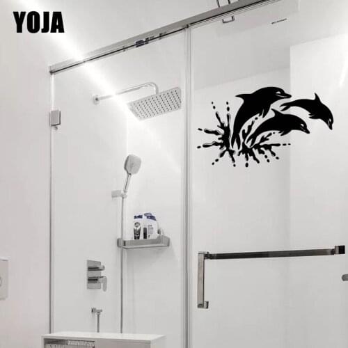 YOJA 17x29CM Stylish Room Decorated Bathroom Dolphin Decal Home Room Wall Sticker G2-0568