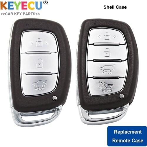 KEYECU Replacement Uncut Smart Remote Key Shell Case 3/ 4 Buttons for HYUNDAI IX25 IX35 Sonata Tucson 2014-18, No battery holder