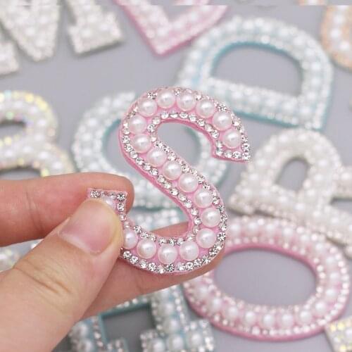 1Pcs Mix Color English Letter Patch Pearl Letter Appliques For Clothing Glue/Sew On Patches Badge DIY Jeans Garment Accessories