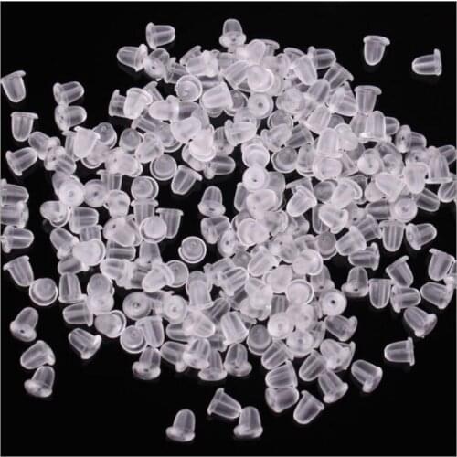 100pcs/lot Stud Earring Transparent Rubber Stoppers Silicone Round Ear Plugging Blocked Earring Backs Stoppers Ear Accessory
