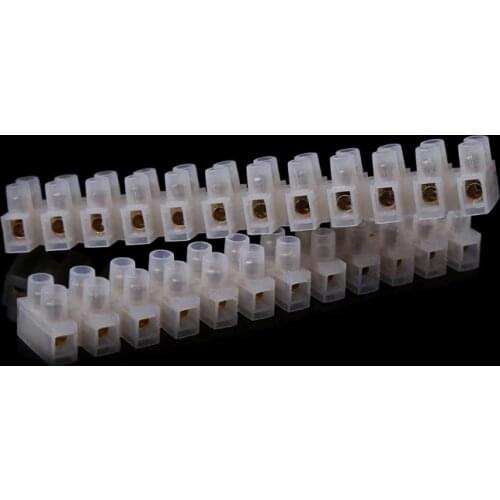 2 Pcs 10A Dual Row Connector 12 Position Wire Barrier Terminal Strip Block Wiring Accessories Connectors Terminals