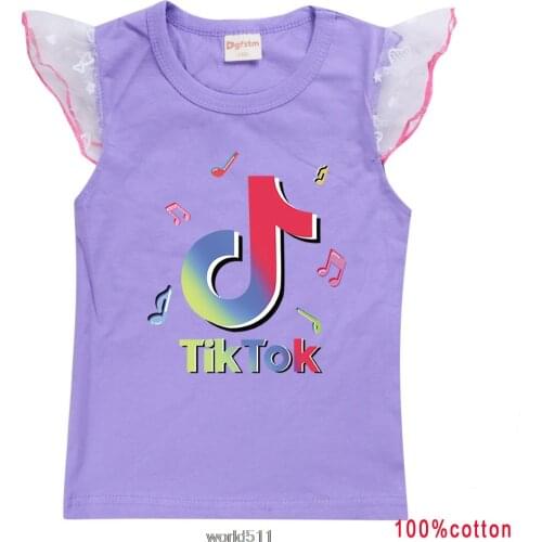 2021 Boys Tik Tok Summer T Shirt Childrens T-shirt Flying sleeve Tops Tees Children T-shirts for Girls Kids Clothes Clothing