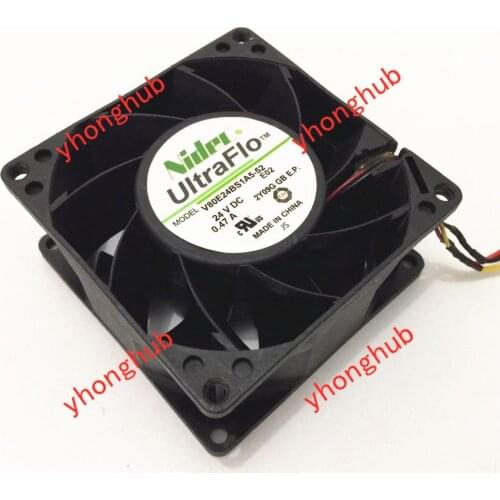 Nidec V80E24BS1A5-52 E02 DC 24V 0.47A 80x80x38mm 3-wire Server Cooling Fan