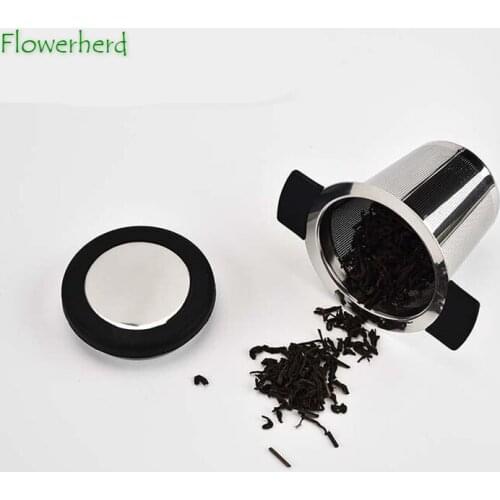 304 Stainless Steel Tea Strainer Tea Leaking Double Handle with Lid Tea Infuser Tea Compartment Tea Accessories Teaware