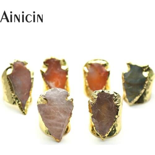 5pcs Mixed Color Arrow Shield Shape Wide Ring Adjustable Size For Men and Women Jewelry