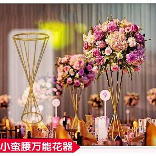 60cm Tall metal Flower Vase gold color Table Centerpiece wedding Home Decoration free shipping by EMS