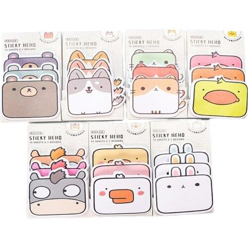 90 Sheets Cute Cartoon Animal Sticky Notes Memo Pad Bookmarks Scheduler Paper Message Memo Sticker Stationery