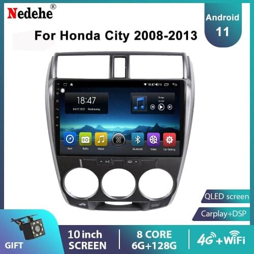 8 Core 6G+128G Car Radio Audio 2 Din Android 10 Auto Stereo GPS For Honda City 2008 2009- 2013 Multimedia Player 4G Carplay BT