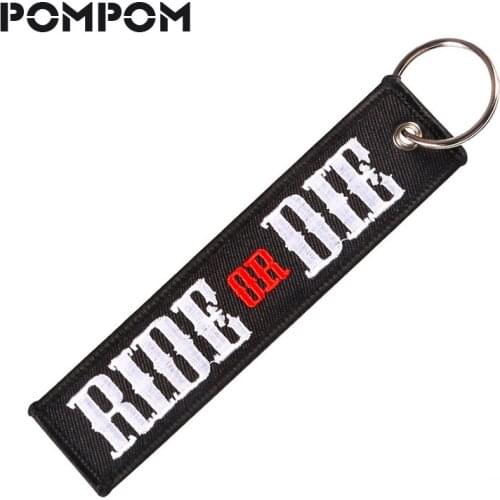 POMPOM Ride or Die Keychain for Motorcycles and Cars Porte Clef Emboridery letter keychains Aviation keychain Car Keytag llavero