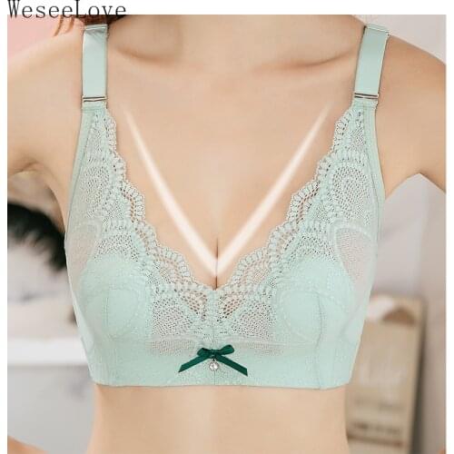 WeseeLove Summer Ultra Thin Bra For Women Wire Free Breathable Sexy Lingerie Underwear Female Brassiere Minimizer Lace Bralette