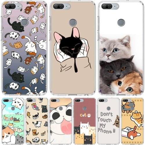 Cat Cute Art Phone Case for Huawei Honor 10 9 20 7A 7X 8A 8S 8X 9X Lite Pro Y5 Y6 Y7 Y9S 2019 10i 20i Coque Cover Capa